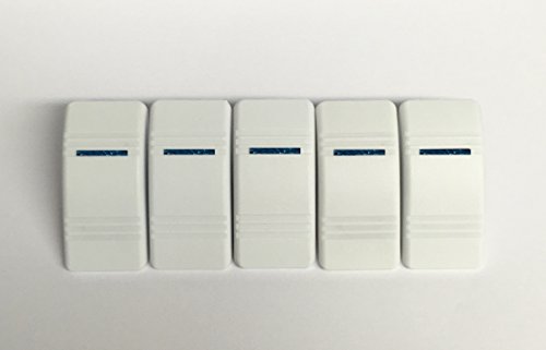 Euro Rocker Marine Switch Cover White with 1 Blue Lens 5 Pack