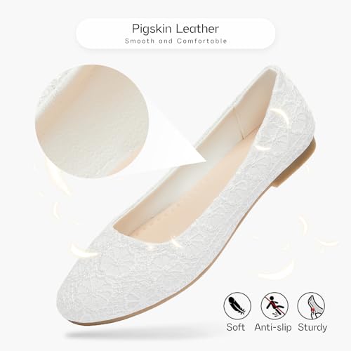 Image of Shupua Womens Flats Lace Ballet Flats Dressy Slip On Shoes for Work Wedding