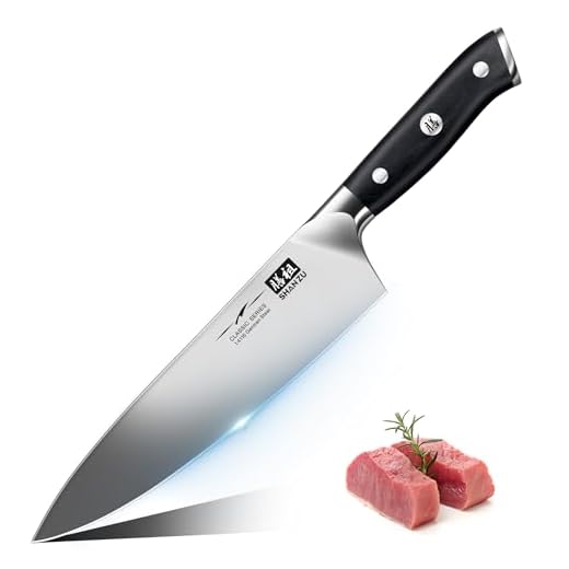 SHAN ZU Coltello da Chef Giapponese Coltelli da Cucina 20 cm, Professionali Coltello Ultra Affilato Acciaio Inossidabile Tedesco, Coltello Multiuso per Cucina Domestica e Ristorante