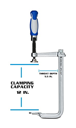 Capri Tools Cp11001 12-Inch All Steel Bar Clamp With Foldable Ergonomic Handle, 5-1/2-Inch Throat Depth, 1,477 Lb Clamping Force #TOP1