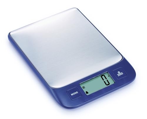NUTRI FIT Báscula digital de cocina de acero inoxidable con pantalla LCD extra grande, 5 kg, báscula de alimentos para hornear y cocinar, pilas AAA (incluidas), color plateado y negro