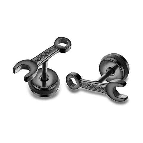 Mens Stainless Steel Biker Wrench Earrings Cover