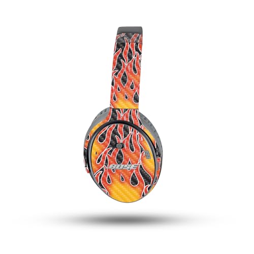 Image of MightySkins Carbon Fiber Skin Compatible with Bose QuietComfort 35 II Headphones - Hot Flames | Protective, Durable Textured Carbon Fiber Finish | Easy to Apply
