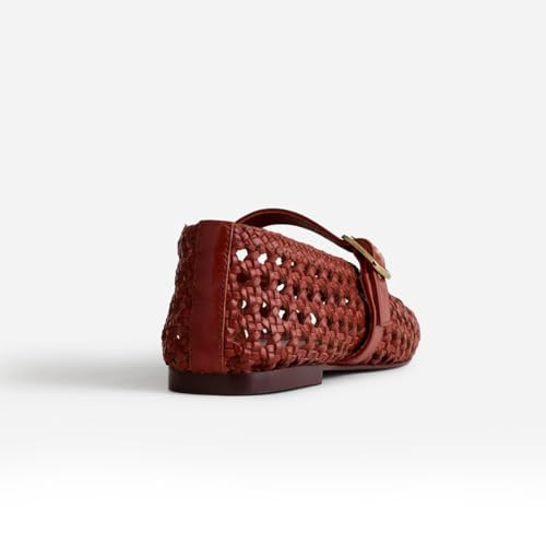 Woven Flats for Women, Elegant Round Head Ballet Design with Mary Jane Style, Pull-On Formal Shoes4