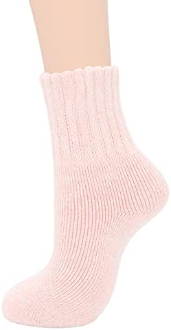 Zando Womens Merino Wool Socks for Women Long Thick Socks Winter Warm Cozy Socks Cute Boot Crew Socks Women's Athletic Running Cycling Hiking Sock Light Pink