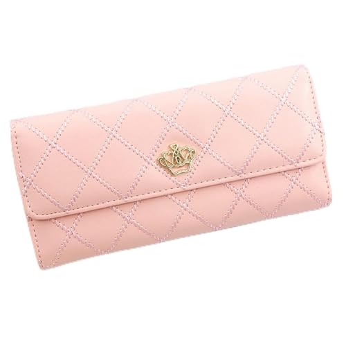 Women Lady Clutch Leather Plaid Hasp Wallet Long Length Card Holder Phone Bag Case Purse (Blue,19.3cm*9.5cm*2.5cm)