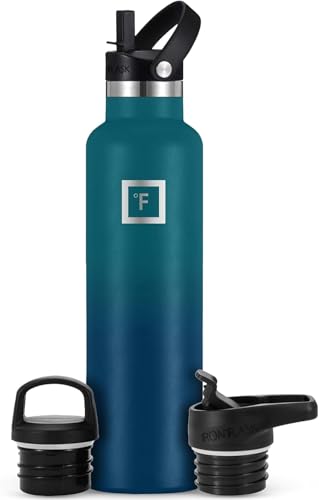 IRON °FLASK Camping & Hiking Hydration Flask with Straw, BPA-Free Insulated Stainless Steel Sports Water Bottle - 24 oz Dark Night