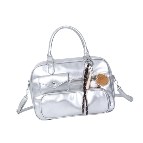 Sac à bandoulière argenté en cuir PU pour le bureau et les cours