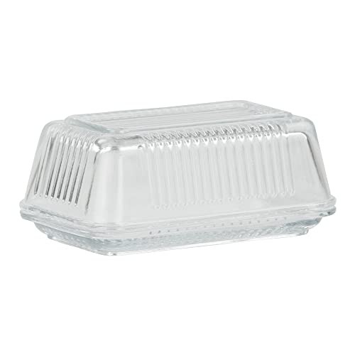 Home Basics Glass Butter Dish, Clear