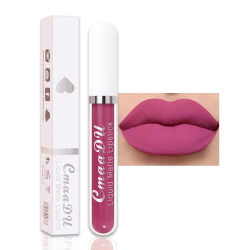 Image of evpct 1Pcs Violet Pink Liquid Matte Lipstick Lipgloss Set for Women, labiales mate 24 horas originales matte larga duracion 24 Hour Lipstick Lip Stains Long Lasting Waterproof 24, 10#