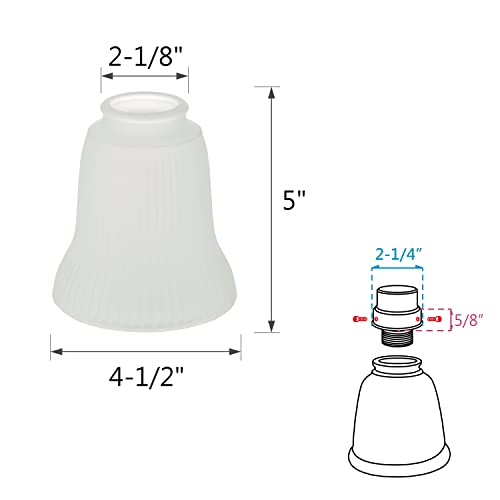 Image of Aspen Creative 23162-4 Transitional Frosted Ceiling Fan Replacement Glass Shade, 2-1 /8 inch Fitter, 4-1 /2 inch Diameter x 5 inch Height, 4 Pack