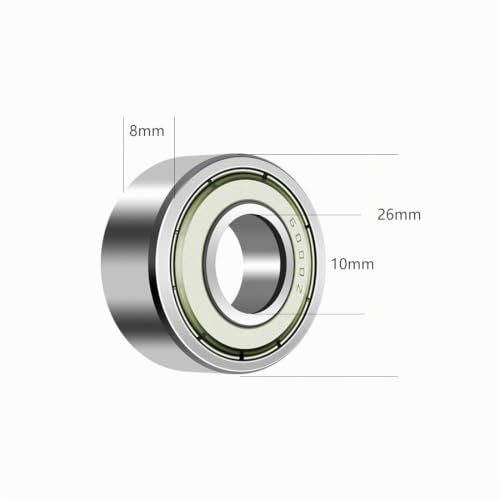 Miniatura 2 de Angeek 6000-Zz Rodamientos De Bolas Blindados, Paquete De 10, 10x26x8 Mm