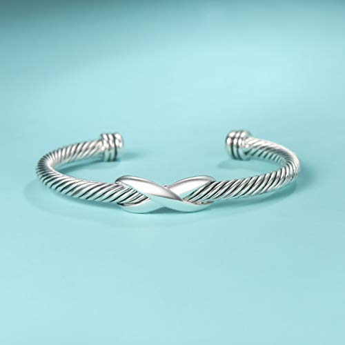 Image of UNY Jewel Bracelet Designer Brand Inspired Women Jewelry 4.5mm Thin Twisted Cable Wire Bangle Gem Stone Christmas Day Gift