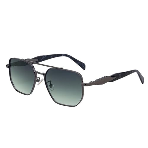 Lunettes de soleil carrées surdimensionnées vintage en métal avec verres UV400