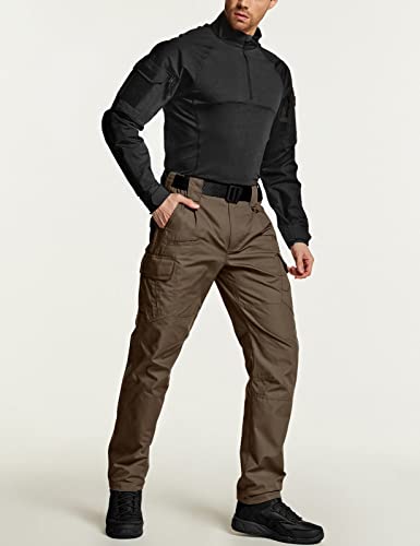 Cqr Men's Tactical Pants, Water Resistant Ripstop Cargo Pants, Lightweight Edc Hiking Work Pants, Outdoor Apparel, Duratex Ripstop Tundra, 36W X 32L #TOP3