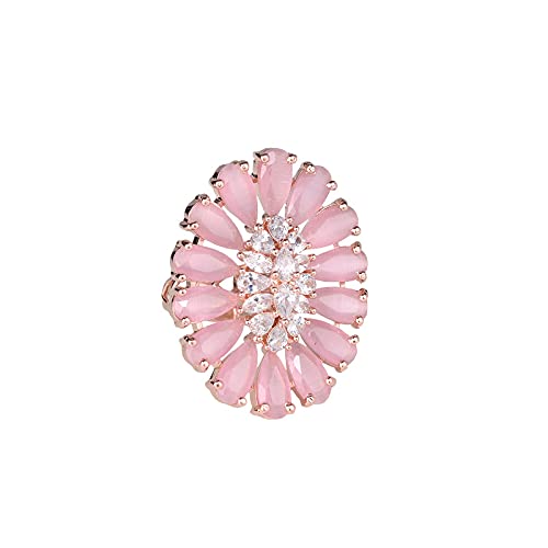 Beautiful Floral Precious Diamond Handcrafted Adjustable Stylish Big Ring for Women and Girls-image-36