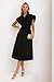 Ladyful Women Casual Button Down Shirt Dress Short Wing Sleeve Buiness Midi Shirt Dress with Belt Elegant Dress Black