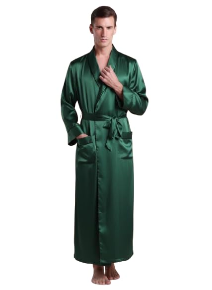 Luxury Satin Robe for Men | Night Robe | Men Nightwear | Sleeprobe | Full length | Frictionless Satin | Retains Skin Moisture | Front Pockets | Silky