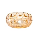 灰皿 おしやれ 幾何学的な金縁の透明なスカイブルーのスモークグレーガラス灰皿、リビングルーム、ホテル、家庭用 アンバー ラージ