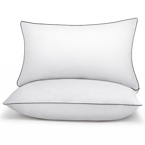 RESTOVIA Bed Pillows Standard Size Set of 2 – Supportive Down Alternative Hotel Collection Pillows for Side and Back Sleepers – 20 x 26 Inches