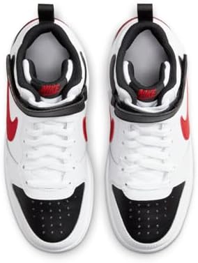 Nike Court Borough Mid CD7782-110 Boys Casual Shoes (White/University RED-Black) | Image 2