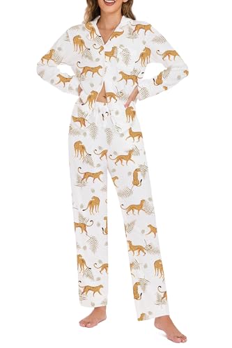 Ensemble de pyjama boutonné deux pièces femme LUBOT vêtement de nuit manches longues confortable