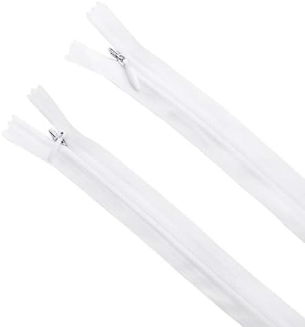 Invisible Zipper (2 Zippers) Nylon Coil 6 12 14 16 18 20 22 inch Black White Red Yellow Pink Orange Blue Grey Brown #3 Clothing and Craft Sewing (6", 12", 14", 16", 18", 20", 22") (White, 16" inch)