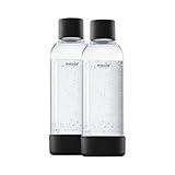 Mysoda: Wasserflasche für Wassersprudler, BPA-freies Plastik, mit Quick-Lock-Schnellverschluss, Details aus Holzkomposit, 2 x 1L - Schwarz