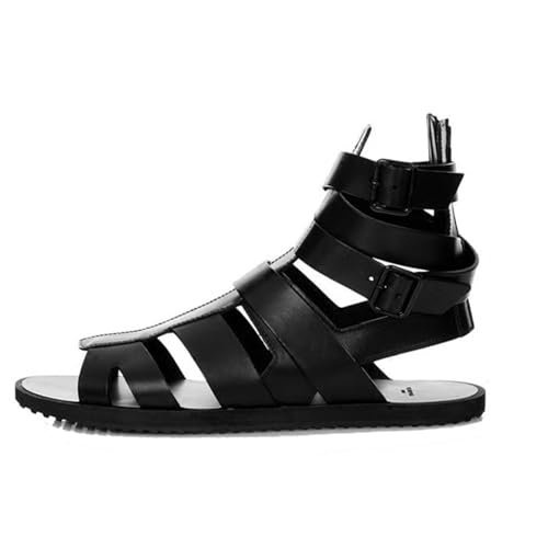 MILDSEVEN Business Roman Sandals for Men, Retro Handmade Open Toe Beach Shoes, Fashion Casual Soft Fisherman Shoes with Buckles3