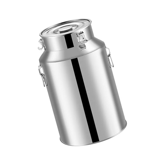 Adima Bidon à lait 5-14L seau de transport de lait en acier inoxydable 201 de qualité alimentaire, seau à lait avec couvercle scellé pour le stockage du lait et du vin liquide,14L