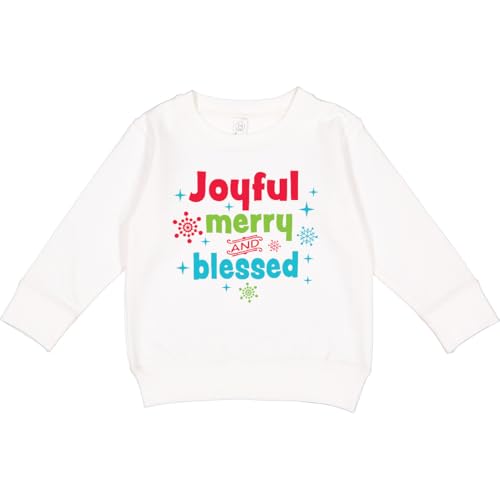 inktastic Christmas Joyful Merry and Blessed with Snowflakes Toddler Sweatshirt 3T White 37d8e