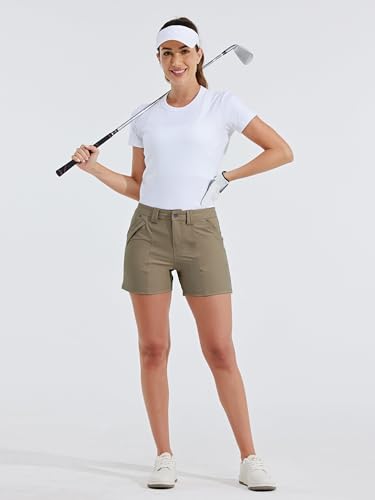 Willit Short feminino de golfe para caminhada, secagem rápida, atlético, casual, verão, com bolsos,