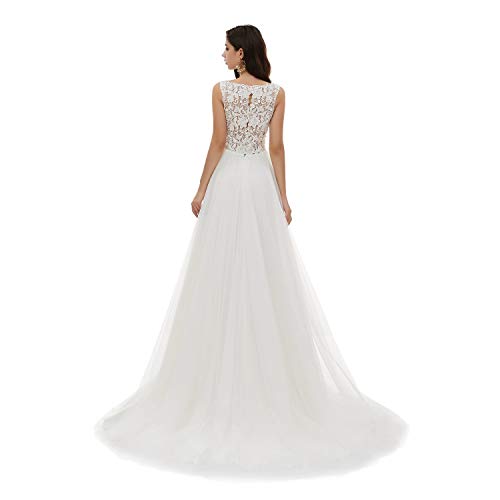 Image of Spaghetti Chiffon Beach Wedding Dress V Neck A line Bridal Gowns Lace Plus Size Wedding Dress