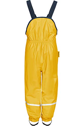 Playshoes Pantaloni Fango, Salopette Antipioggia, Fodera In Pile, Pantaloni Antipioggia Antivento E Impermeabili Unisex - Bambini E Ragazzi, Giallo, 104 - 3