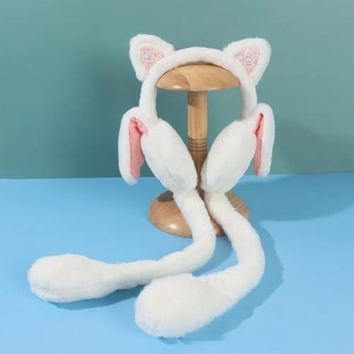 Orejeras de invierno para mujer de peluche con diadema ligera y orejas móviles 7