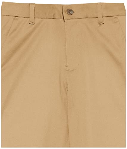 Nautica Boys' School Uniform Warp Knit Pants, Flat Front & Zipper Closure, Durable Stretch Twill, Burnished Khaki, 10 #TOP2