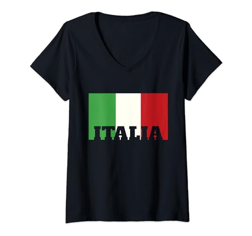Mujer Bandera italiana de Italia Pride Heritage Patriotic Born Italia Gift Camiseta Cuello V