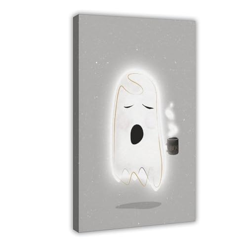 Impression sur toile The Ghost Who Drinks Coffee pour déco insolite
