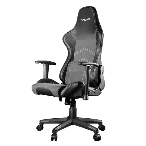 Image of Galax GC-04 Black Ergonomic Gaming Chair with Premium Fabric & PVC Leather with Adjustable Back Angle & Lumbar Pillow, 2D Adjustable Armrest & Strong Nylon Base