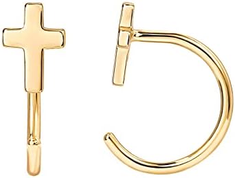 PAVOI 14K Gold Plated 925 Sterling Silver Posts Cross Earrings fo...