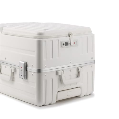 Luggage Front Opening Box Aluminum Alloy Frame Men's Suitcase High Luggage Code Box Universal Wheel Trolley Case Suitcases With Wheels(White,20in)3