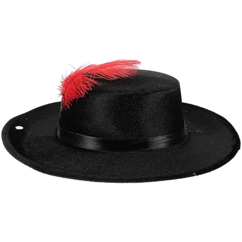ibasenice Sombrero de Jazz de Ala Ancha para Hombre y Mujer Plumas Decorativas Tela Transpirable Ligera Adecuado para Cosplay Actuaciones y Protección Solar Verano