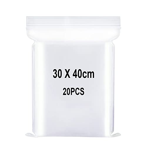 Sacchetti in Plastica Trasparente Richiudibili, Sacchetto Sigillato, Borsa con Chiusura a Cerniera, Applicano a Articoli per Bricolage, Deposito di Abbigliamento, ecc. 30x40cm 20pezzi