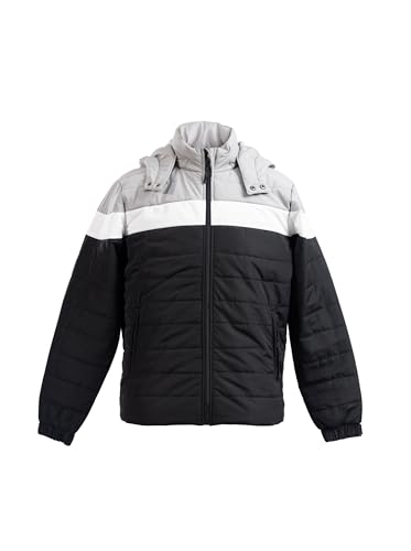 Image of Men's Thermal Jacket Triple Layer Insulated Winter Coat | Water Repellent Windproof Jacket with Detachable Hood | Warm Fleece Lined Travel Outdoor Jacket for Men
