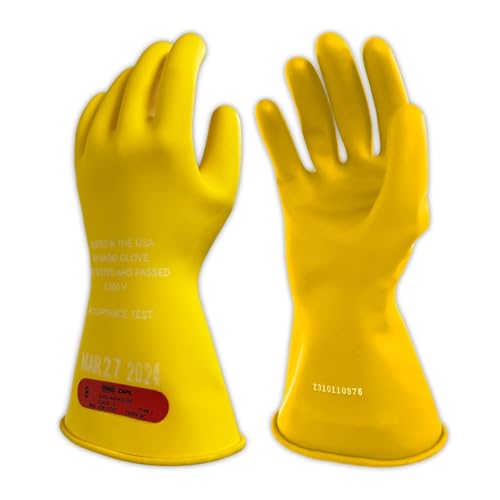 Image of MAGID Rubber Insulating Electrical Safety Gloves, Class 0 ASTM Compliant, Size 11, 11 inch Cuff, Lineman Electrician Voltage Protection, M011Y11