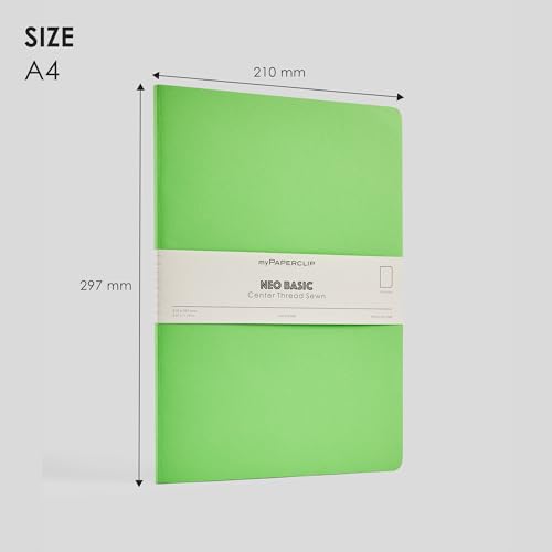 Image of myPAPERCLIP NeoBasic A4 Unruled Notebook | 160 Pages, 80 GSM, 250 GSM Soft Cover, A4 (8.27 x 11.69 in) | Green