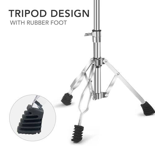 Image of Snare Drum Stand Snare Stand with Drumstick Holder and a Pair of 5A Drum Sticks Fit for 8 to 15 Inch Snare Drum and Practice Pad, Adjustable Height 15.8 to 22.8 Inches for Drum Beginners (2 Pack)