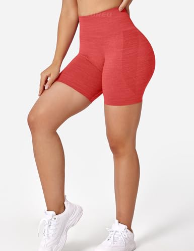 Image of YEOREO Women Seamless High Waist Shorts Smile Contour Biker Shorts Gym Yoga Workout