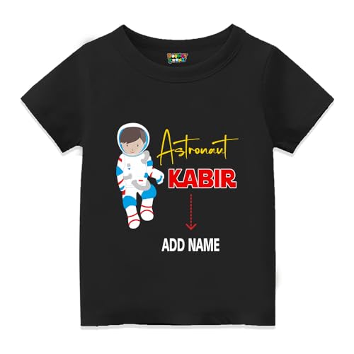 Image of Customised Astronaut Theme T Shirt Birthday Decoration for Boys - Kids Personalised Custom Return Gifts (cus-Astro-boy)