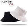 Oversize XXL Bucket Hat Reversible Extra Large Sun Hat Big Head Wide Brim Fishing Hat for Men Women Black-White #2